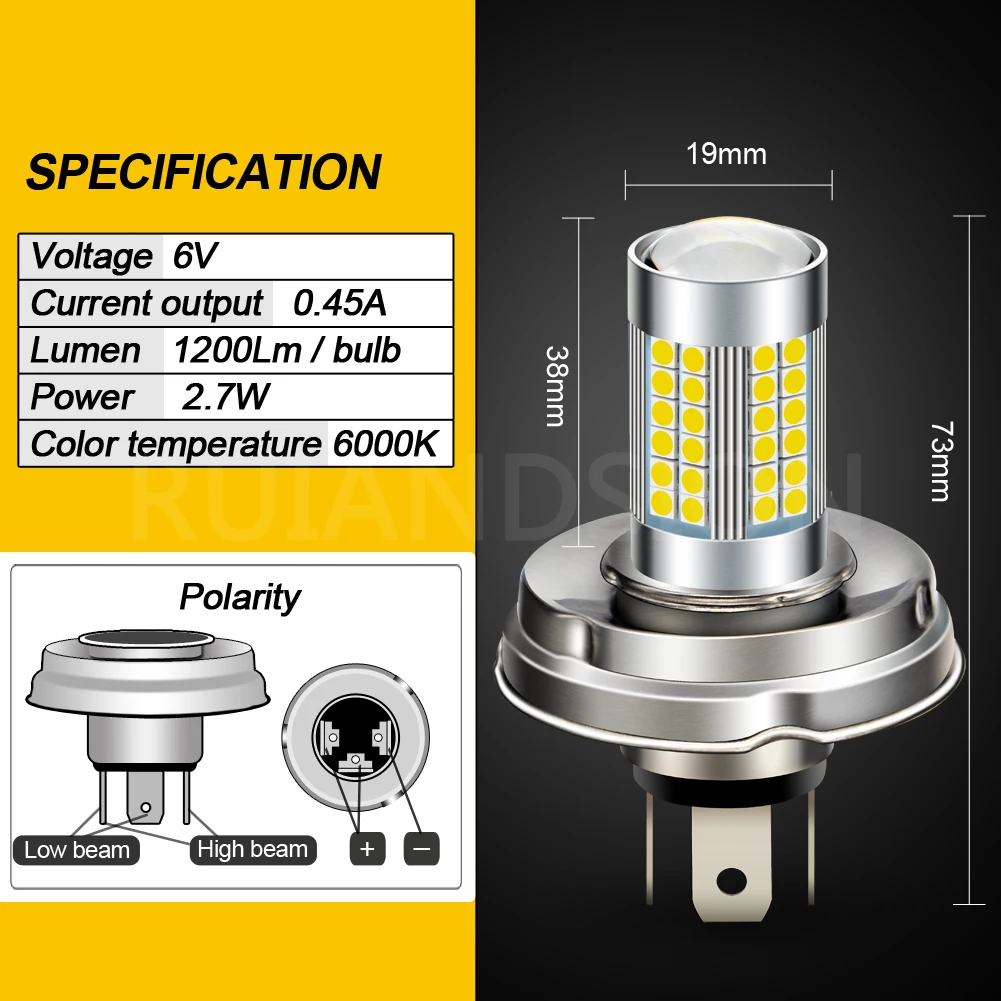1 шт. с источником питания от постоянного тока 6V 10 30 в 12 В 24 P45T H4 3030SMD светодиодный