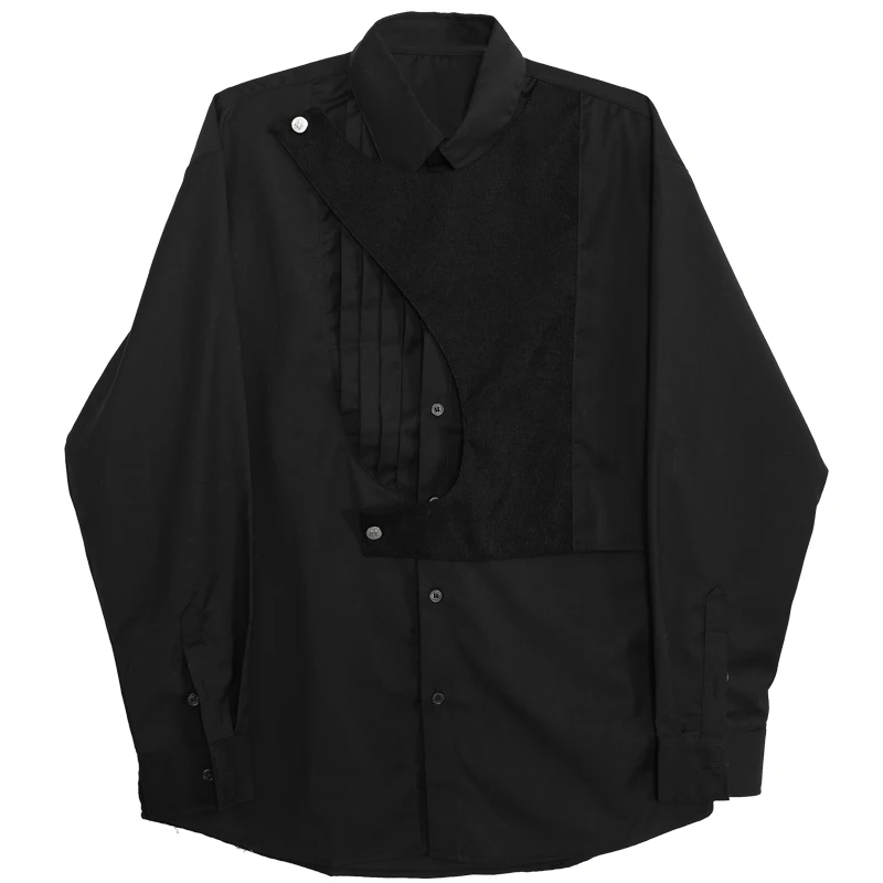 Men's Long Sleeve Shirt Spring And Autumn New Dark Personality Stitching Design Work Style Fashion Casual Large Size Shirt