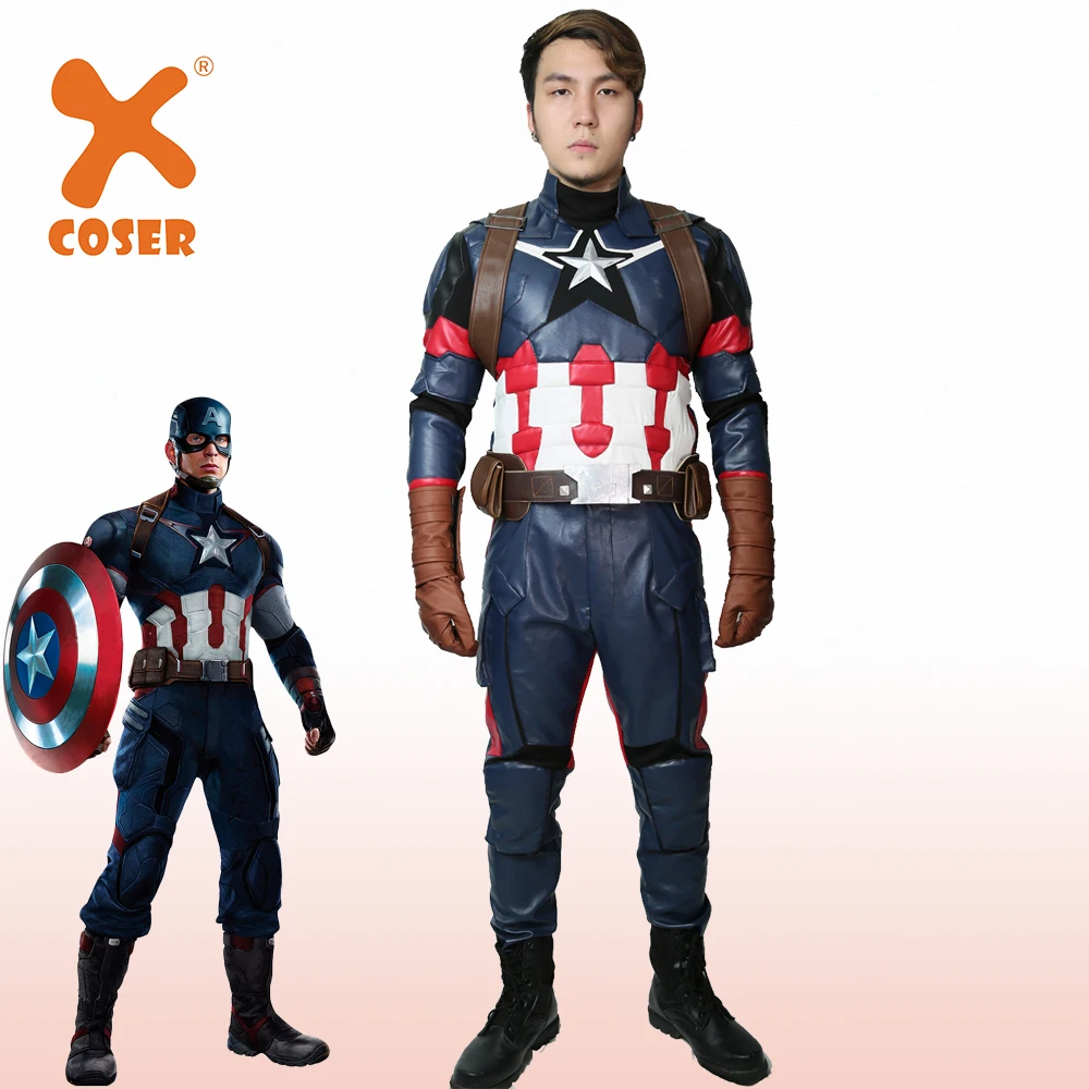 XCOSER костюм Капитана Америки Стива Роджерса для косплея Униформа супергероя в