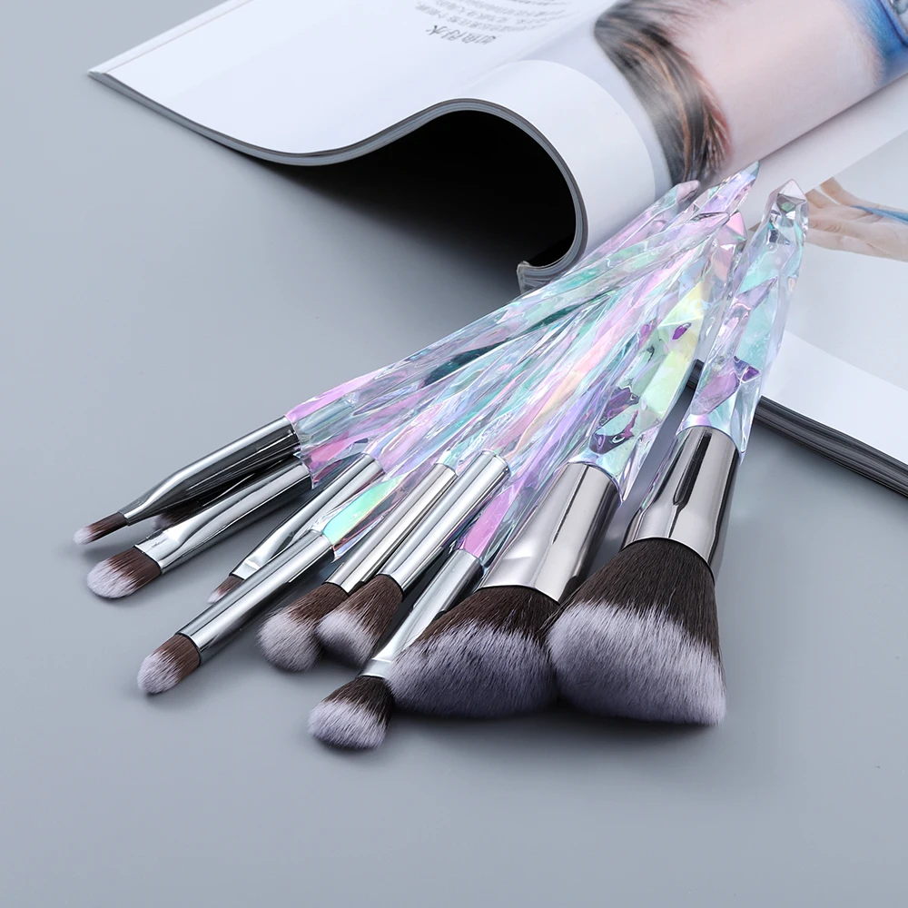 10 шт. Кристальные кисти для макияжа набор теней губ и бровей кистей пудра основа