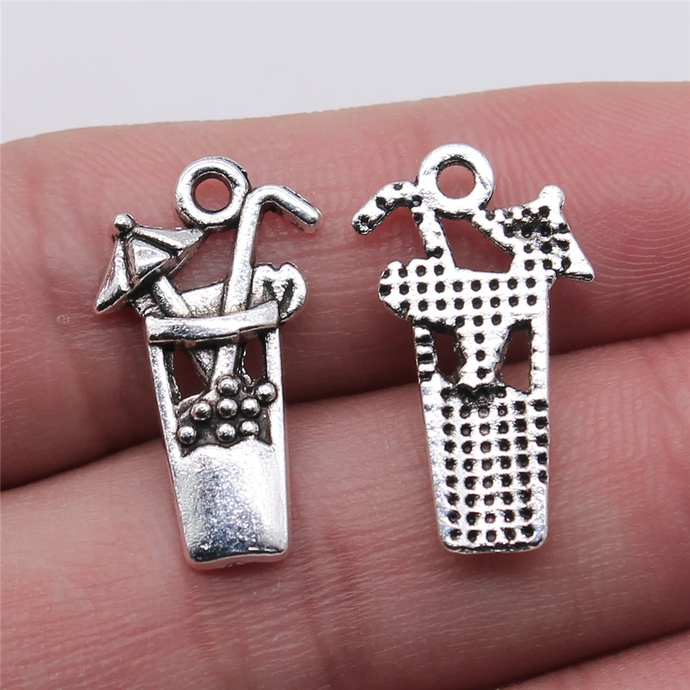

WYSIWYG 10 шт./лот Изготовление ювелирных изделий Diy ручной работы ремесло Подвески античный серебряный цвет 13x23 мм кулон фруктовый сок