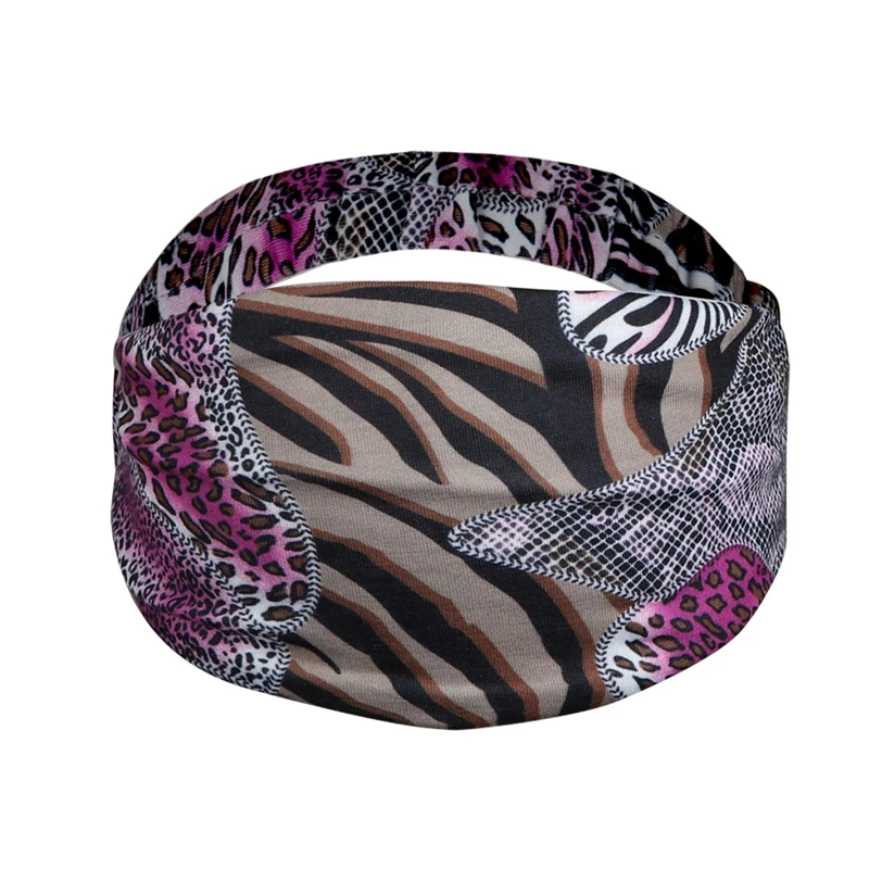 

Yoga sweat absorbing knitted printed leopard hair band women's elastic headband sports Headband Headdress