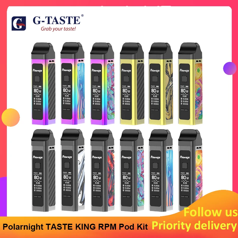 G вкус Polarnight taste King RPM 80W Pod Mod Kit с 1500mah встроенной батареей и 4 0 мл/3 5 мл Vape Vs Vinci