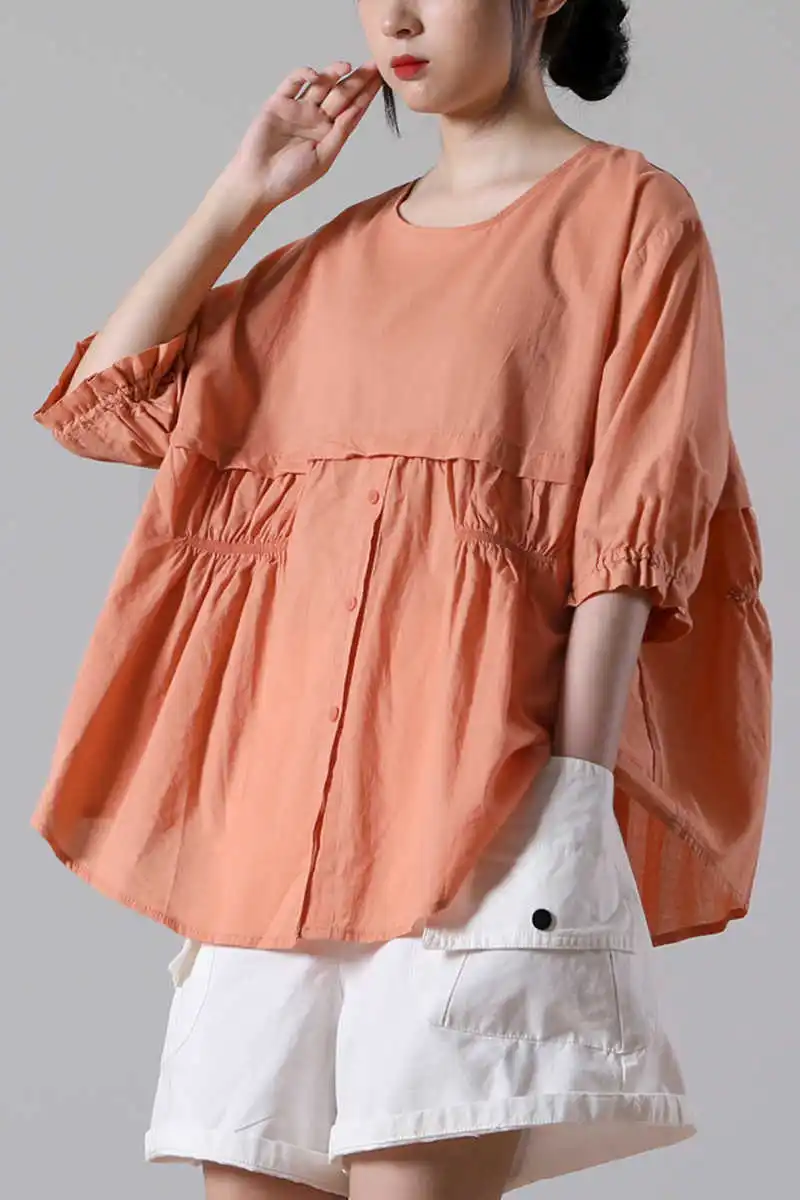 

[EWQ] 2021 New Summer Fashion Women Clothes Round Necj Short Sleeves Soild Color Pullover Loose T-shirt Female Top WS60100