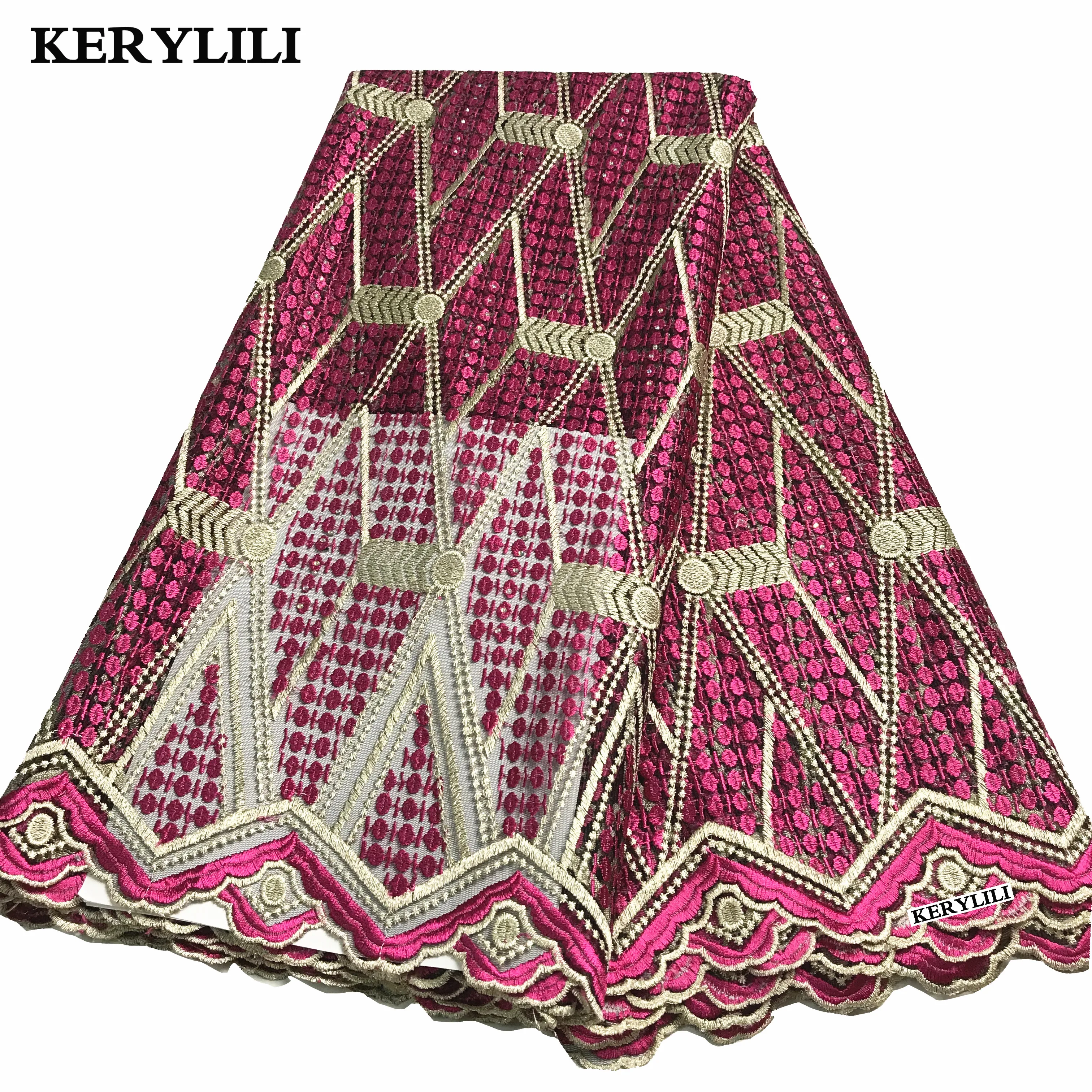 Высококачественная вышитая нигерийская швейцарская вуаль кружевная ткань тюль