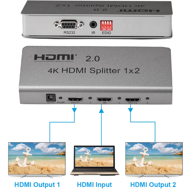 4K 60 Гц HDMI 2 0 3D сплиттер 1x2 1080P 1 в Выход видео преобразователь для PS3 PS4 DVD PC TV BOX To HD