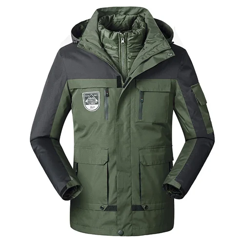 men army green Топ для мужчин и женщин, куртка, пальто, Осень-зима, для катания на лыжах, рыбалки, пуховики, ветровка для мужчин, водонепроницаемая Женская куртка для кемпинга и пешего туризма - Цвет: men army green