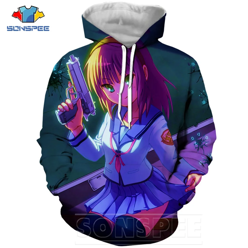 

SONSPEE Angel Beats Women Men 3D Print Hoodies Coat Punk Jacket Sweatshirt Anime Harajuku Hoodie Cute Girl O-NecK Coat Loose