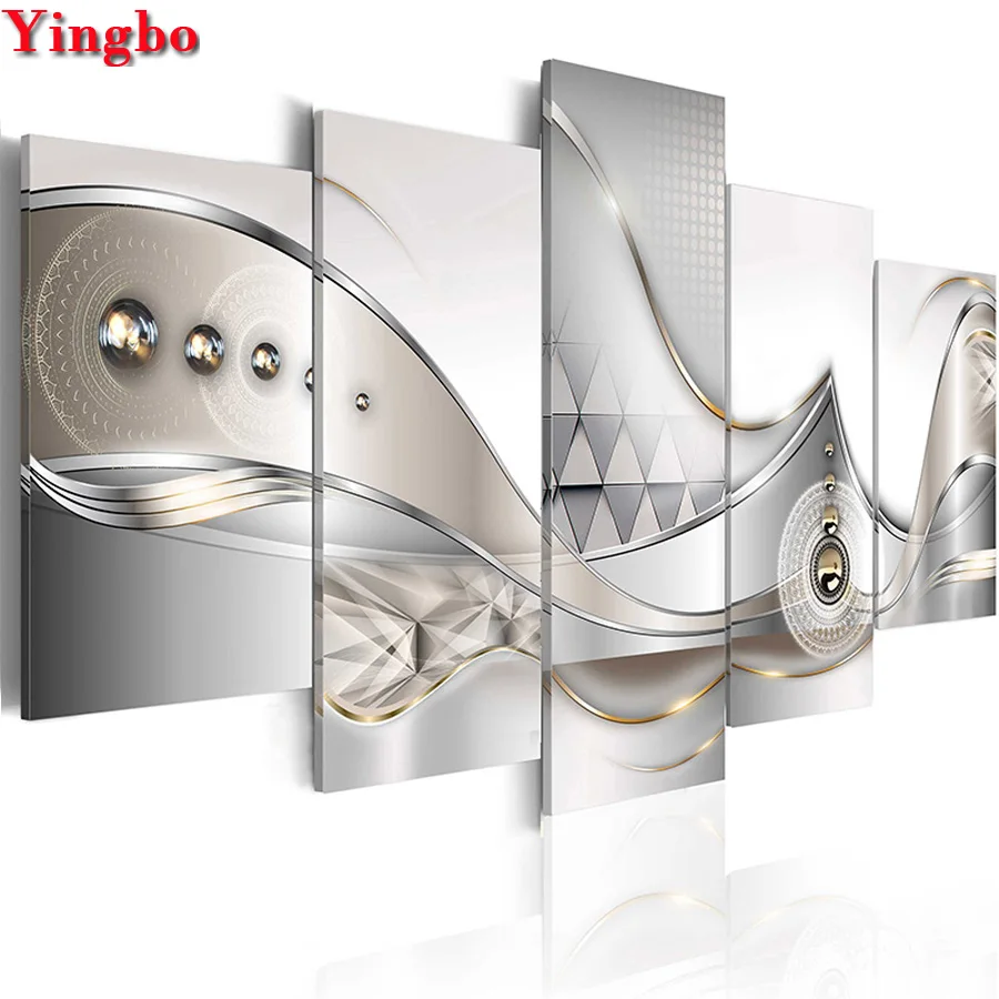 

5 pcs diamond painting Abstract line art 3d full square round drill,mosaic diamond cross stitch 5d diamond embroidery kits