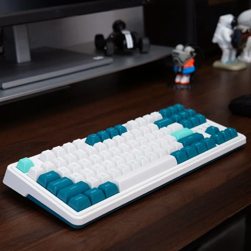 

FL·ESPORTS Ice mint white mechanical keyboard CMK87 87 keys hot swap BOX switches wired RGB blacklight gaming keyboard