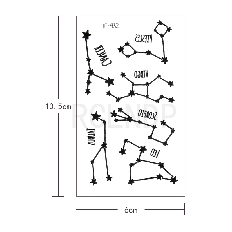 Водостойкая Временная тату наклейка со звездами созвездиями Лев Телец Скорпион