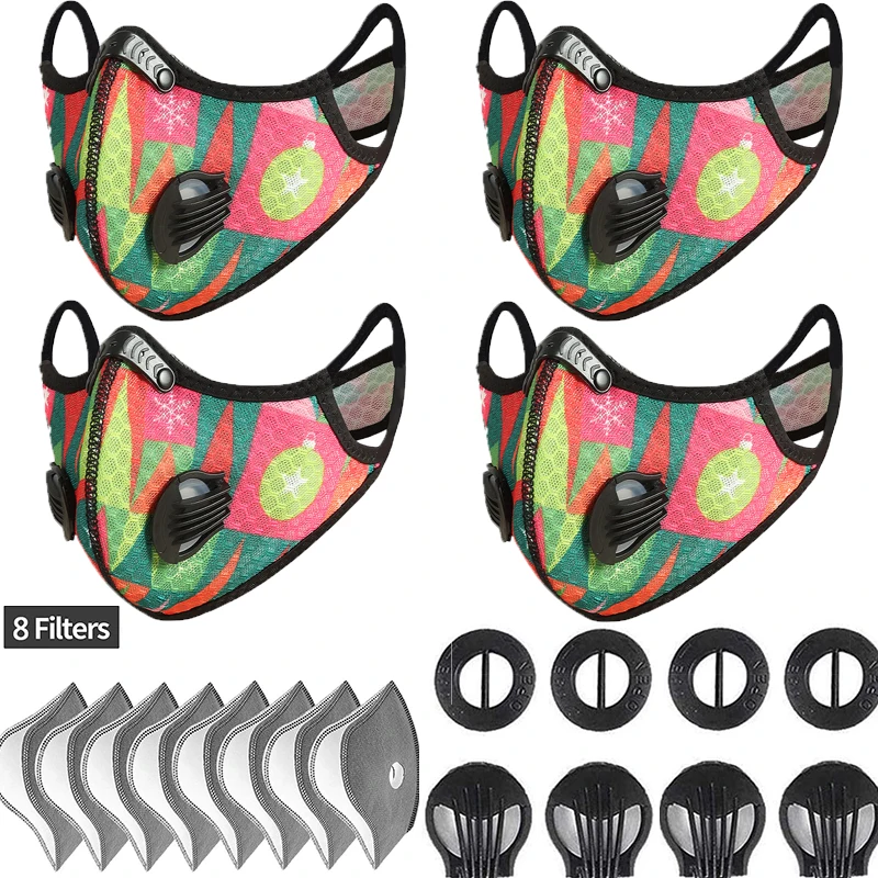 

Christmas Printing Outdoor Sports Activity Mask Protective Mask Breathing Valve PM2.5 Filter Dust-Proof Anti-Bacterial Mask
