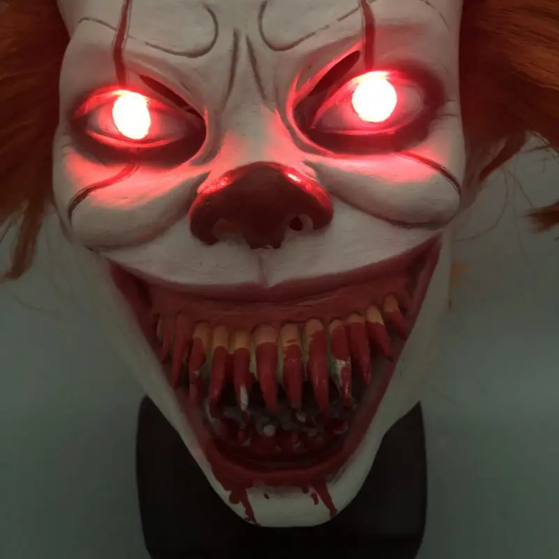 Светодиодный страшный Стивен Кинг латексная маска It Chapter 2 Pennywise клоун Косплей вспышка Хэллоуин маски кровавая вечеринка костюм реквизит