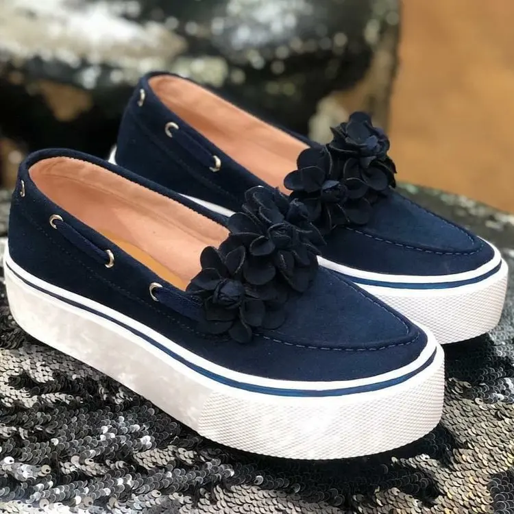 

2020 Women Flats Shoes Platform Sneakers Slip on Suede Ladies Loafers Casual Floral Shoes Women Shoes Zapatos De Mujer Plus Size