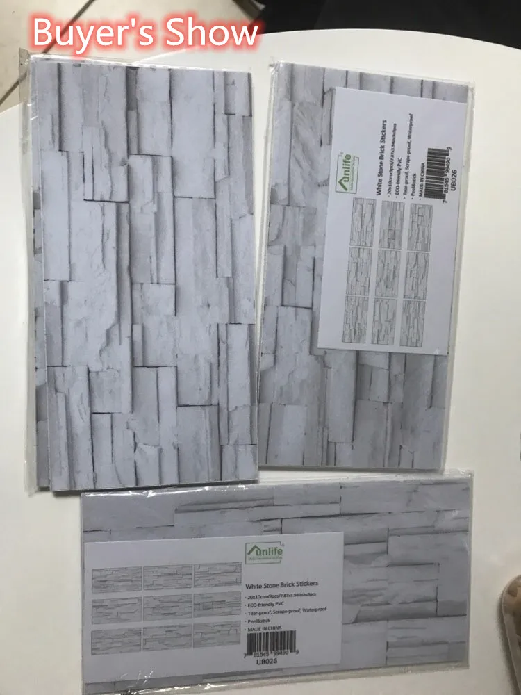 

27Pcs Self-Adhesive Wall Sticker White Stone Brick Stickers PVC Waterproof DIY Floor Stickers for Bathroom Kitchen House