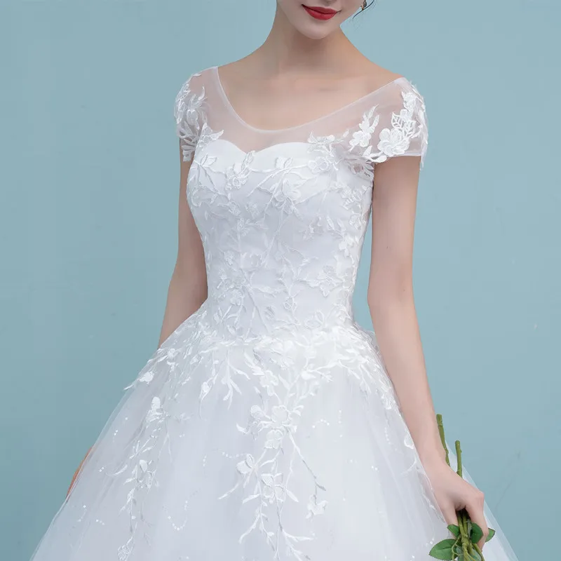 Кружевное свадебное платье с аппликацией бальное большого размера