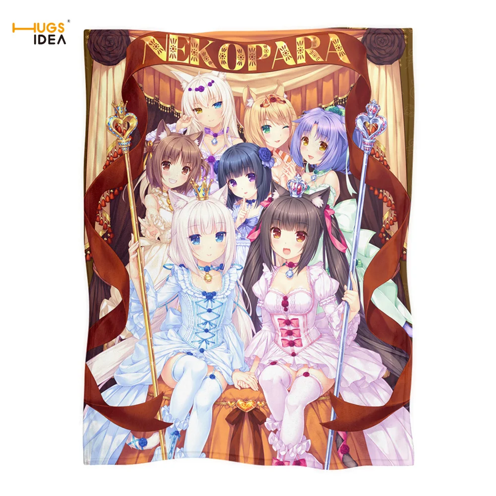 

Флисовое одеяло HUGSIDEA Nekopara с 3D рисунком, супермягкое теплое двустороннее Фланелевое покрывало для кровати, дивана