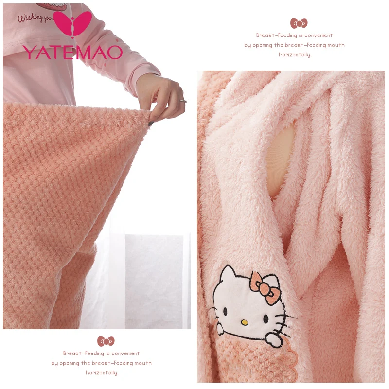 YATEMAO/утолщенная пижама с длинными рукавами для кормления фланелевая одежда сна