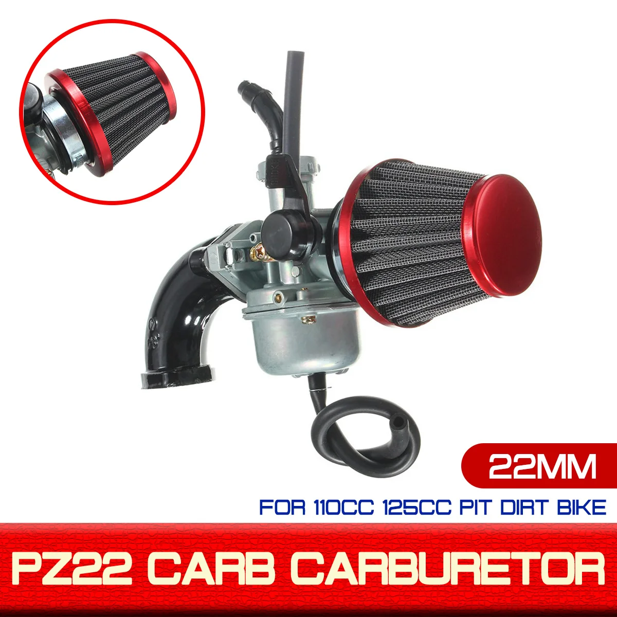 

110cc 125cc 22mm PZ22 For SSR Lifan CRF50 Pit Dirt Bike Motorcycle ATV Carb Carburetor Air Filter Intake Pipe