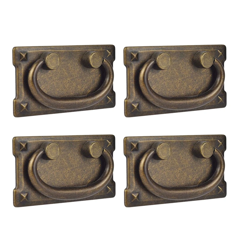 4Pcs Vintage Antique Bronze Drawer Ring Pull Handles Cabinet Door Furniture Handle Decoration  Обустройство