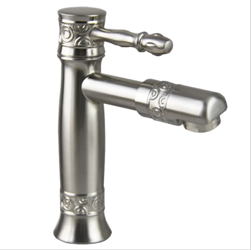 G1/2 цинкового сплава матовый гравировальный узор кран для стойки раковины Ванная