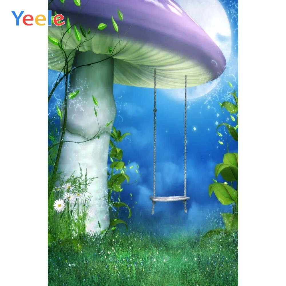 Фон для фотосъемки с изображением леса джунглей грибов сказочной природы