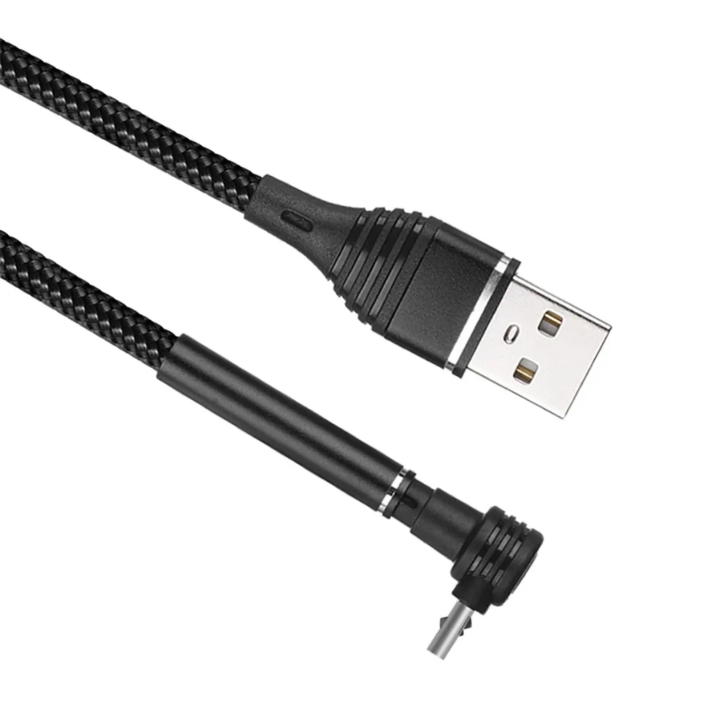 USB кабель Micro для передачи данных Android телефона Реверсивный нейлоновый шнур 90