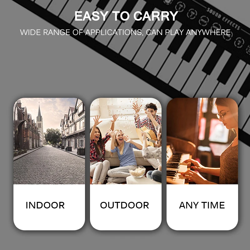 Профессиональное складное пианино мягкая резиновая раскладная клавиатура для