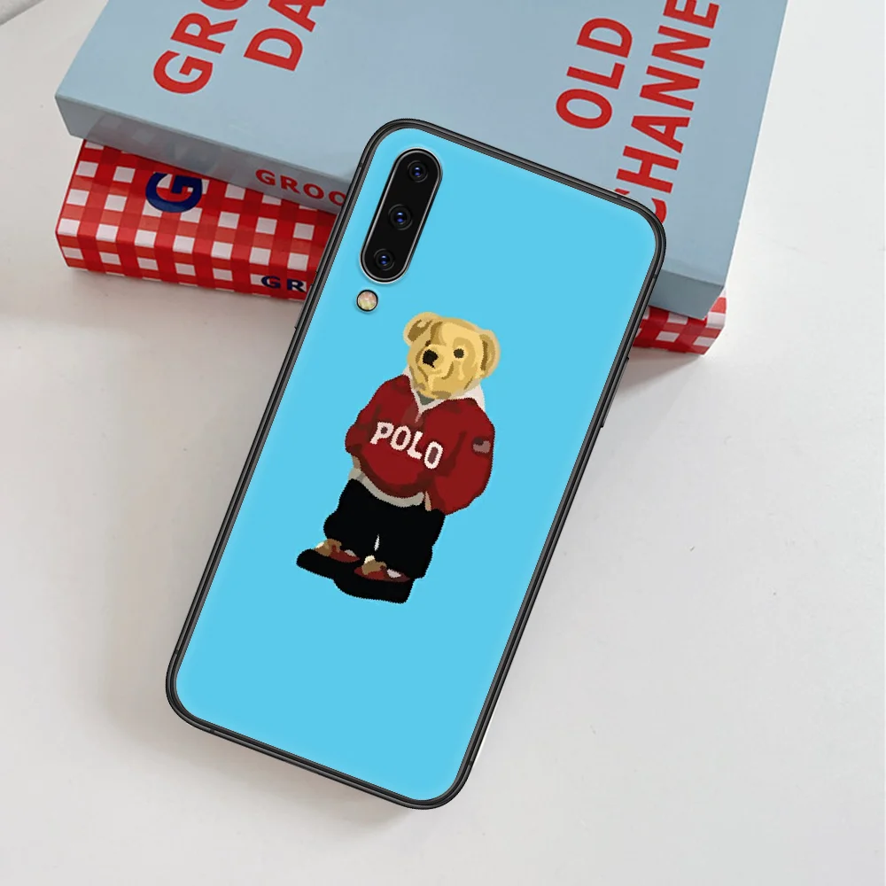 

Korea Luxury Fashion Brand Bear Phone Case For Samsung Galaxy Note S 8 9 10 20 Plus E Lite Uitra black Cell Soft Back Tpu Coque