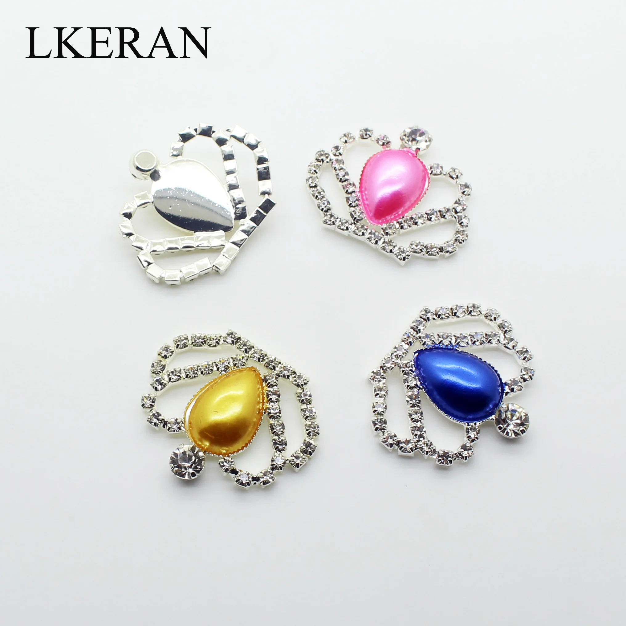 LKERAN 10 шт. Новинка мозаика жемчуг стразы Корона пуговицы DIY цветок бриллиант