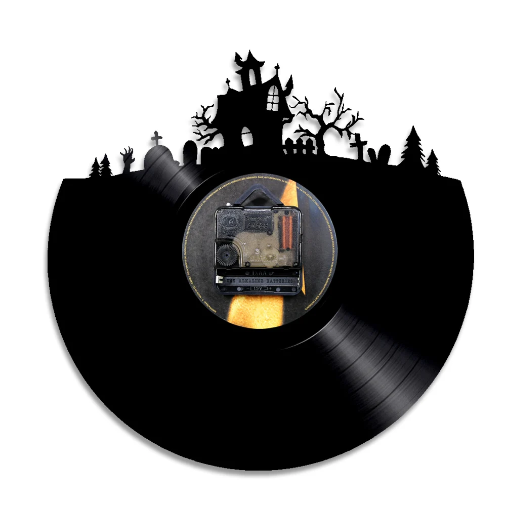 Настенная декоративная виниловая запись с днем Хэллоуина настенные часы черепом