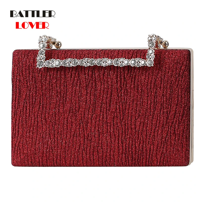 

Women's Wedding Clutch Bag Flaps Luxury Rhinestone Lock Ladies Handbag Wedding Party Purse Female Champange Silver Shoulder Bag