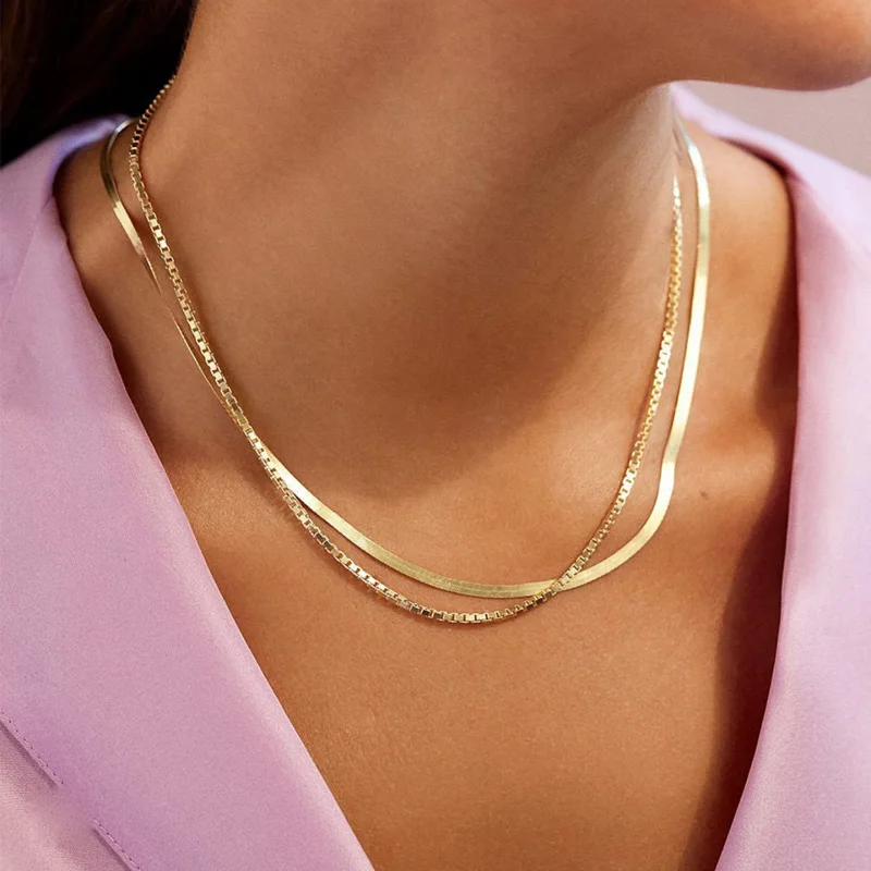 

10pcs Gold Color Copper Box Chain Necklace DIY Jewelry Findings Making Men Women Wholesale Link Chains Accessories 40+5cm