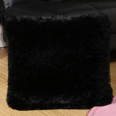 Black Плюшевая наволочка для дивана 43x43 см, бархатная однотонная черная, белая, красная, зеленая, фиолетовая, серая декоративная наволочка, наволочки - Цвет: Black