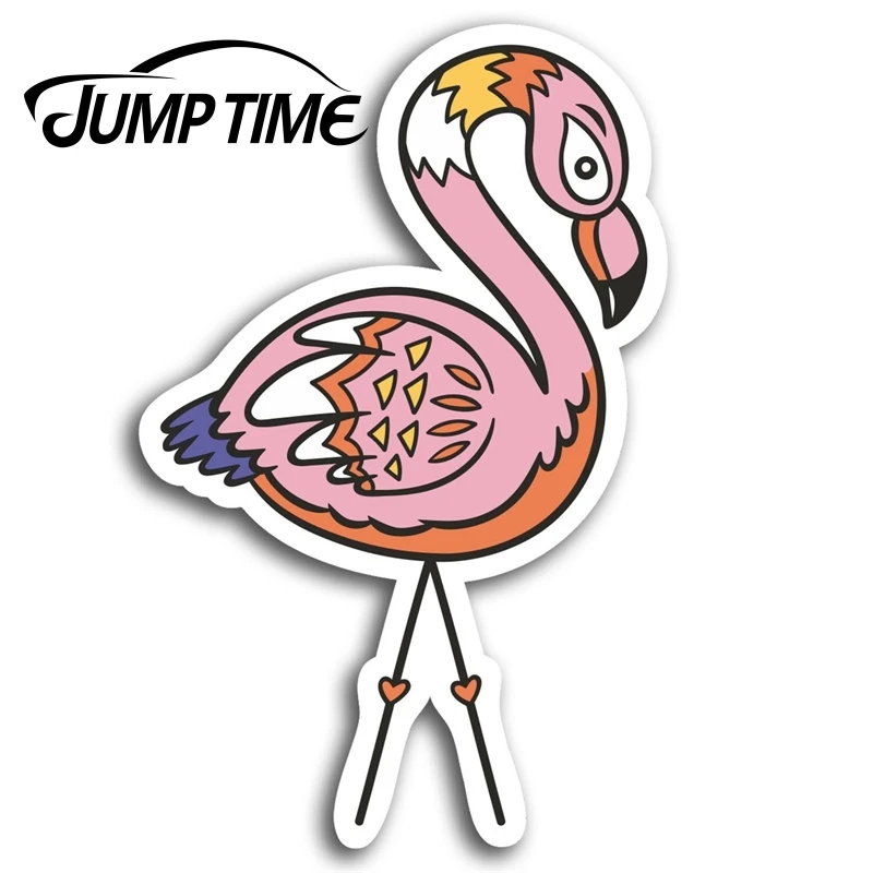 

Jump Time Pretty Pink Flamingo Vinyl Stickers Girls Sticker Laptop Gift Car Assessoires Window Decals Car Wrap DIY