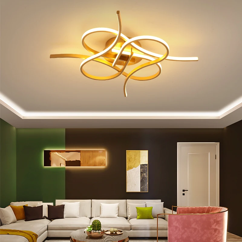 

Modern Creative Led Ceiling Chandelier For Living room Bedroom study Luminaires Black/Gold Aluminum Surface Mounted Chandelier