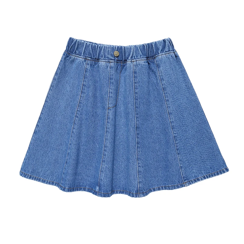 

Plus Size High Waist Korean Loose Fashion Casual Oversized A-Line Blue Women Skirts Summer Female All-match Denim Pleated Skirt