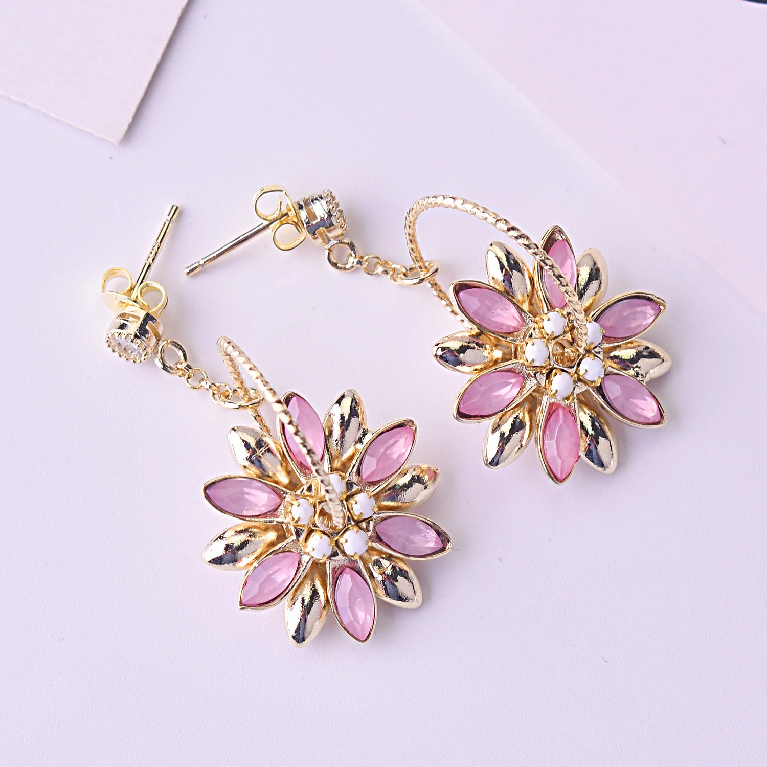 Женские серьги подвески из 14 каратного золота в виде звезд|Серьги-подвески| |