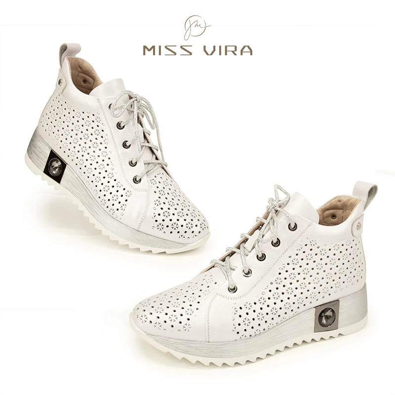 

Женские ботильоны на платформе MISS VIRA, повседневные ботинки из натуральной кожи на шнуровке, ботинки на танкетке для весны и осени