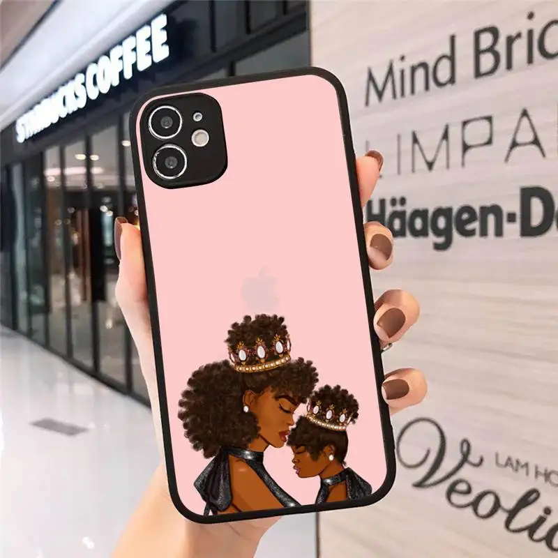 

Baby Mom Girls love pink cartoon Phone Case Matte Transparent for iPhone 7 8 11 12 s mini pro X XS XR MAX Plus cover funda