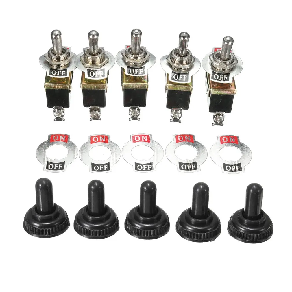 

NEW 5 Pcs Heavy Duty 15A 250V SPST Control 2Pins 2 Terminal ON/OFF Toggle Rocker Switch Waterproof Boot For Car Boat