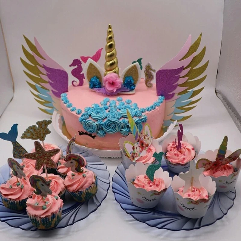 Объемная цена 100 шт. фетровая ткань Рог единорога для девочек украшение детского