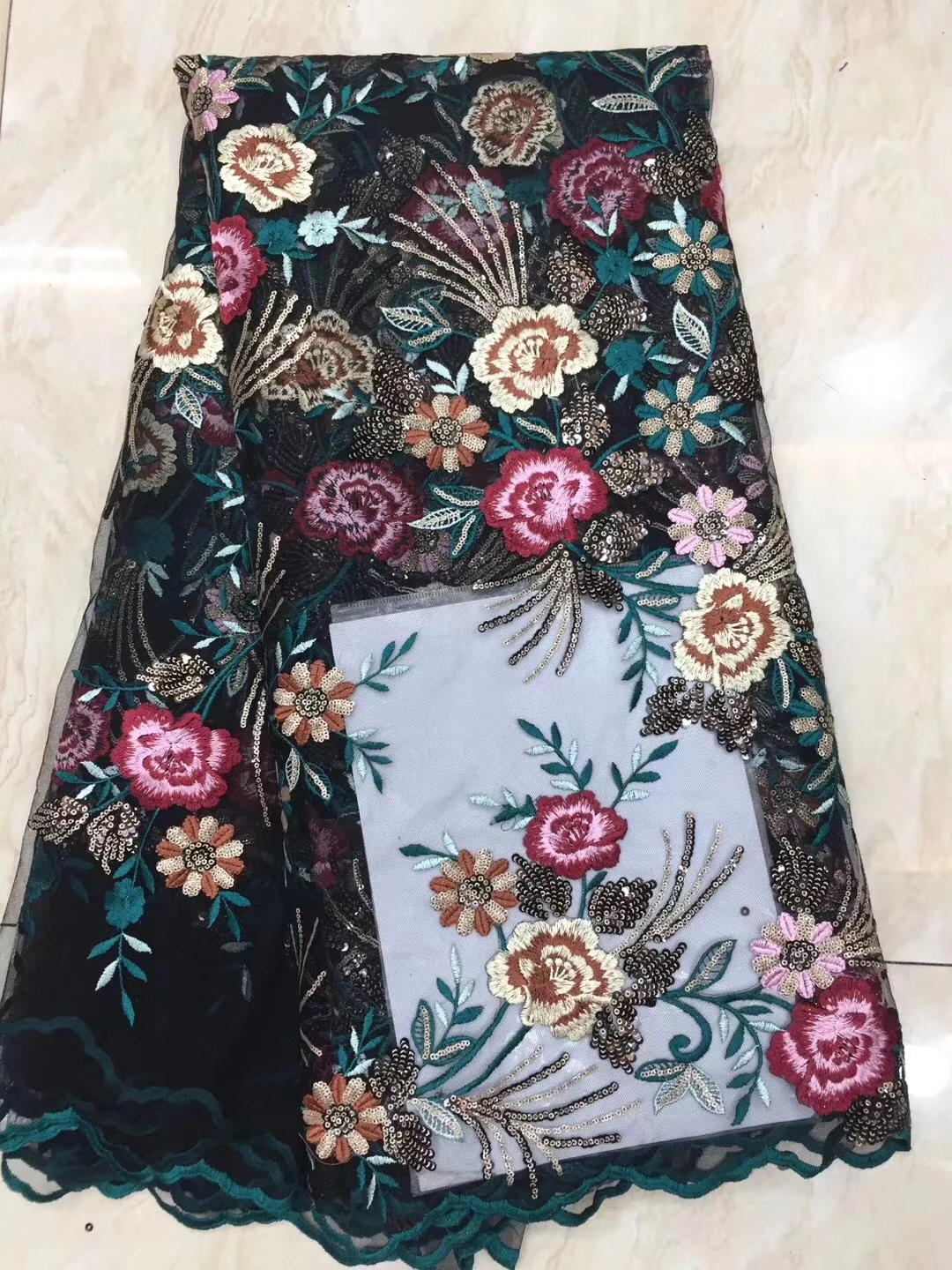

Latest French Tulle Lace Fabric Latest African Lace Fabric High Quality Sequin Lace Nigeria Wedding Sewing D38211