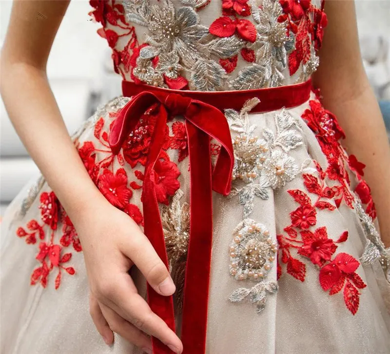 Long Trailing Flower Girl Dresses for Wedding Beading Lace White Holy Communion Dress Backless Kids Pageant Birthday K | Свадьбы и