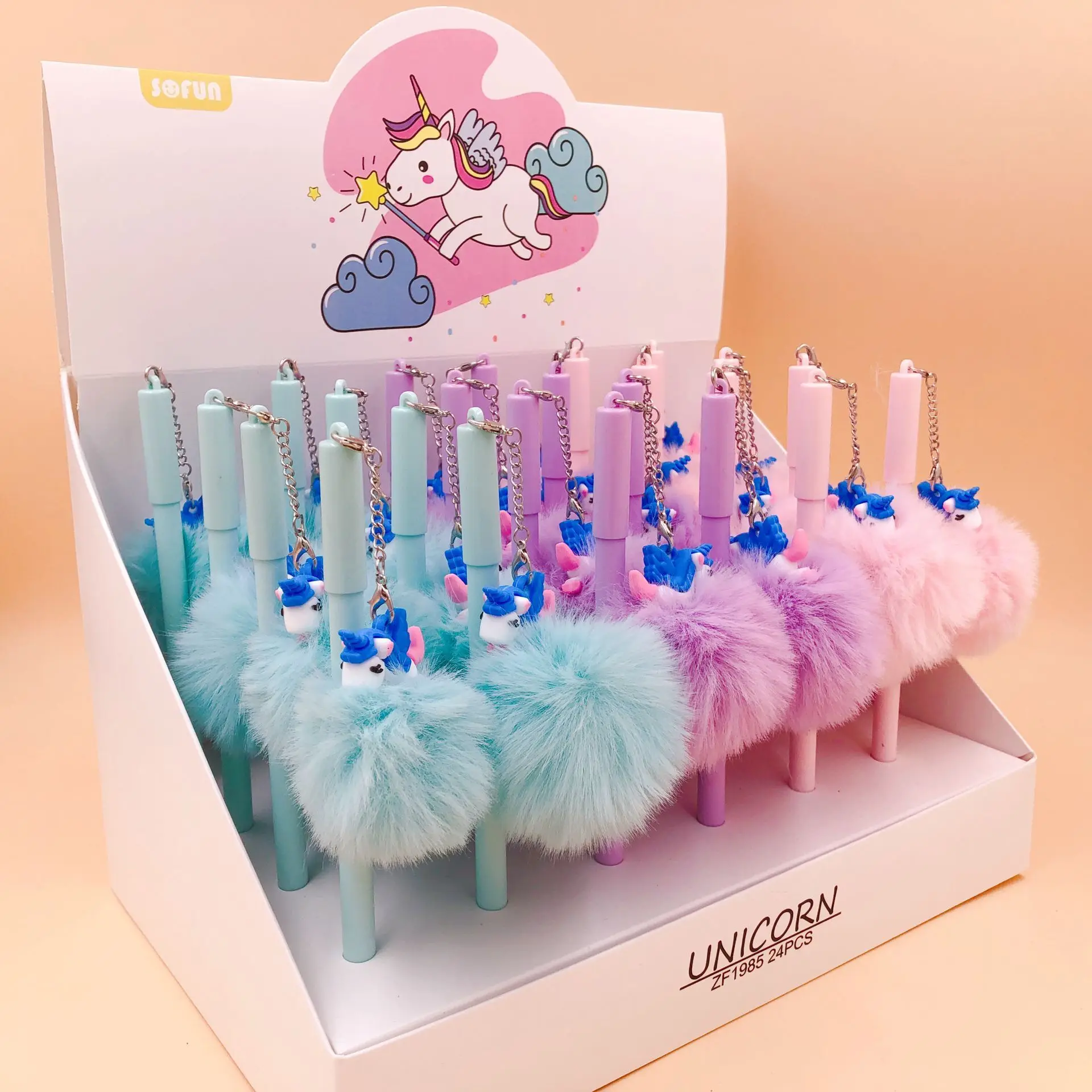 

24 pcs/lot Kawaii Unicorn Pendant Gel Pen Cute 0.5 mm black ink Signature Pens School Office writing Supplies Promotional Gift