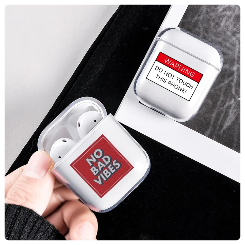 Мягкий защитный футляр для наушников Air Pods 1 2 чехол с надписью Don't TOUCH Apple AirPods Pro