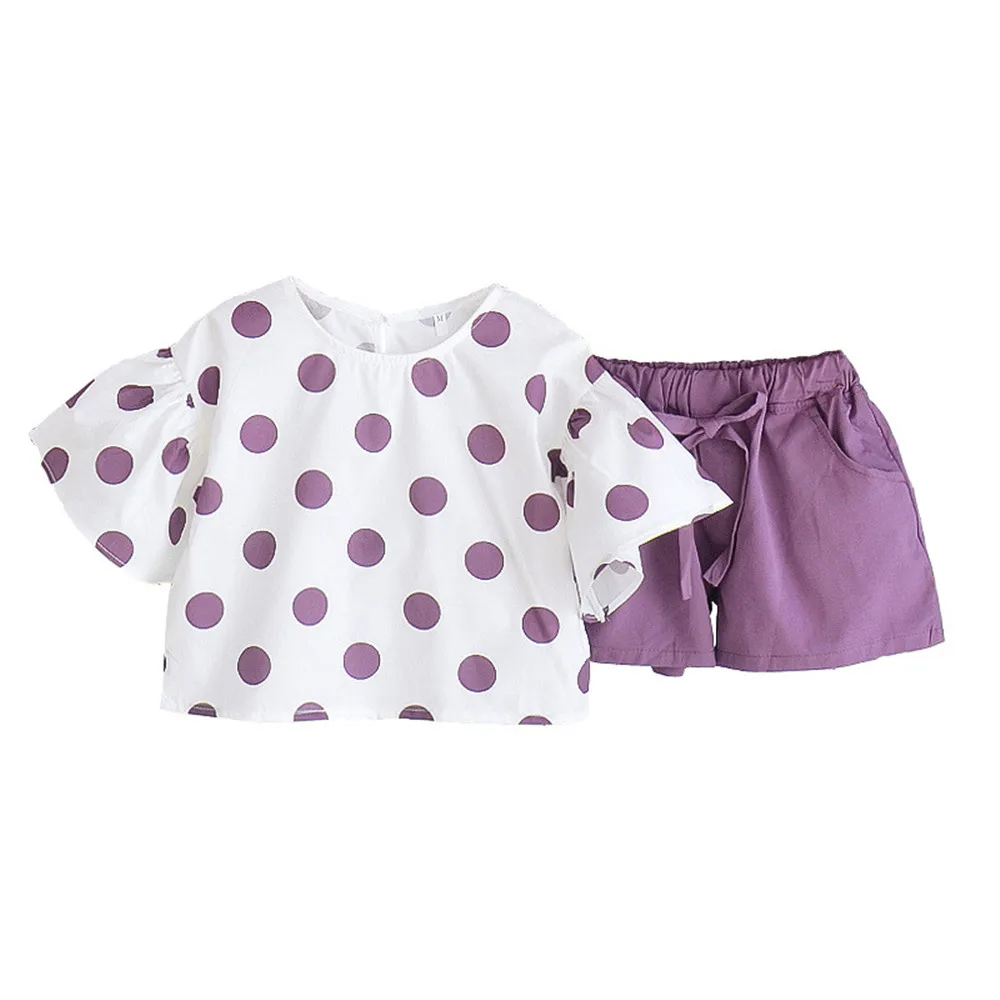 

Summer Dot Design Girl Tops+Pants 2Pcs Set Cotton Newborn Toddlers Cute Girl Clothes Set Baby Outfits Fashion Kids Clothing