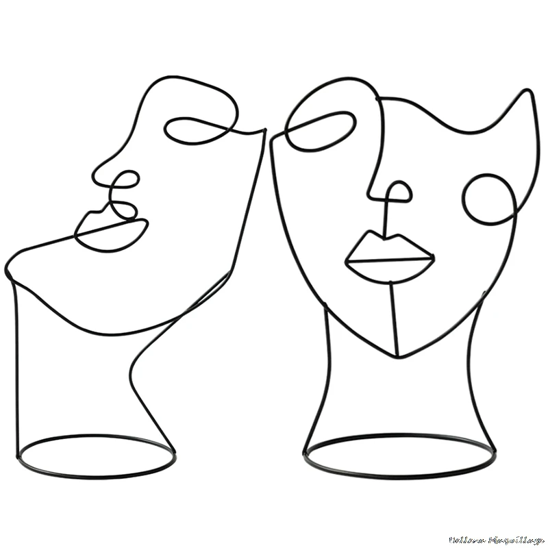 

Abstract Black Metal Figure Face Ornaments Home Decor Modern Decorative Figure Art Decor Statue Abstract Decoration For Home