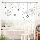 Мультфильм Бохо мистическая Луна Космос Наклейка на стену изголовье Астрология солнечная система планеты Волшебная астрономическая Наклейка на стену детская комната