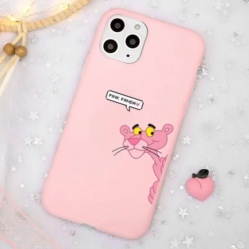 

Pink Panther Phone Case Candy Color Pink for iPhone 11 pro XS MAX 8 7 6 6S Plus X 5S SE 2020 XR